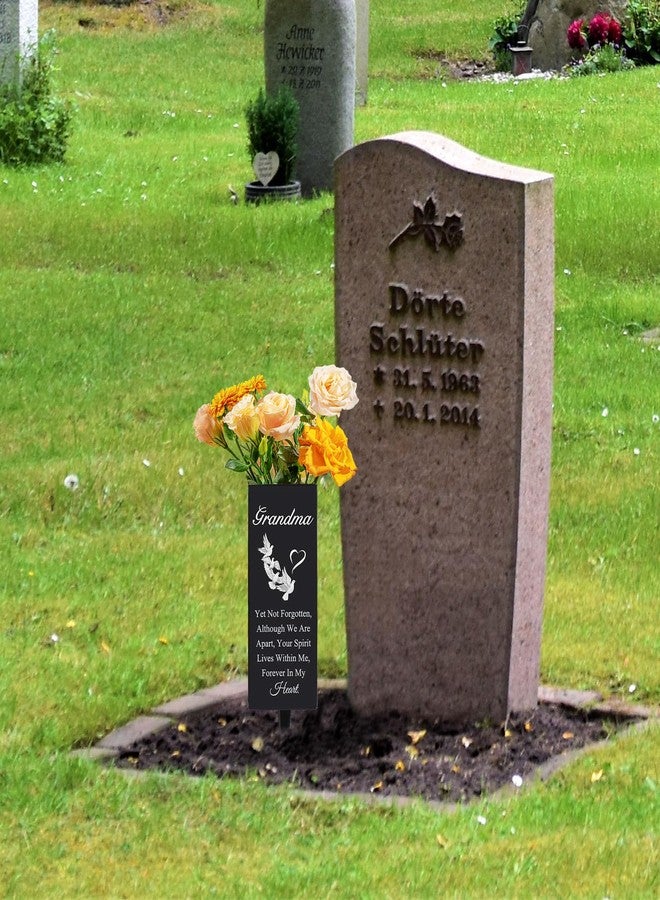 Oooct Grandmother Memorial Vase - Metal Grandma Cemetery Flower Vase with Ground Stake, Weather-Resistant Grave Decor for Lasting Tribute - Image 2